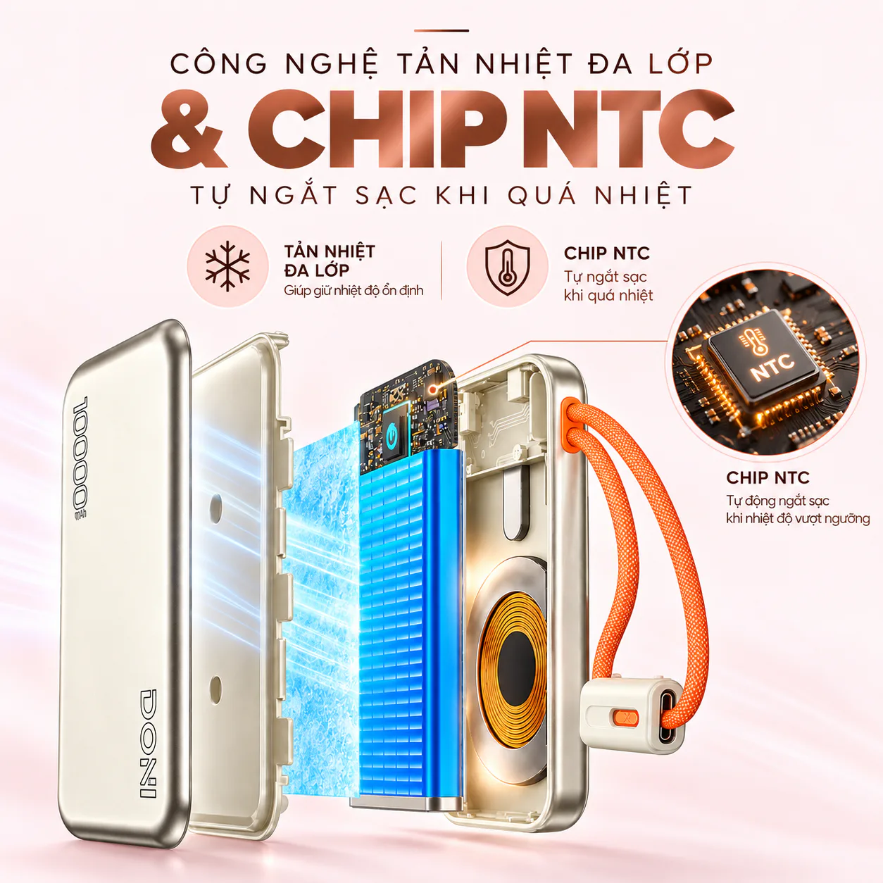 Sạc dự phòng không dây Doni Maggo 10000 mAh sang trọng
