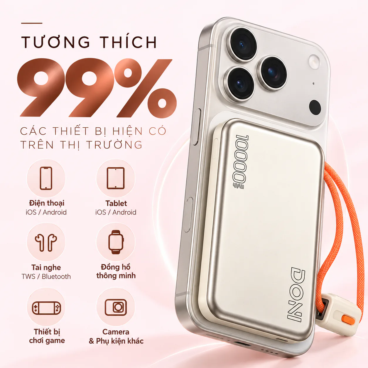 Sạc dự phòng không dây Doni Maggo 10000 mAh sang trọng